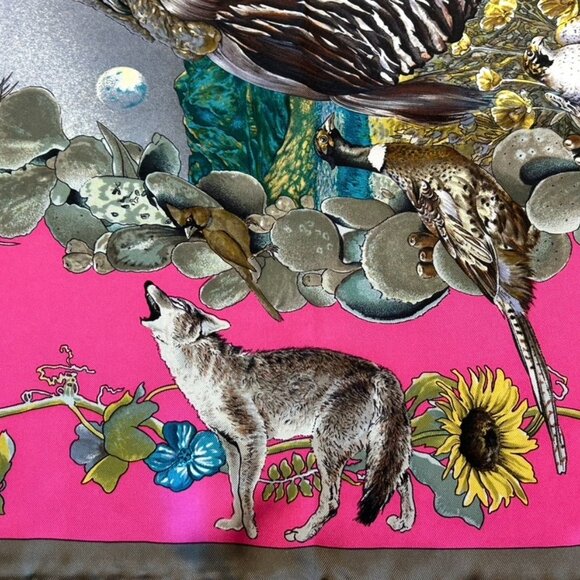 Vintage Hermes Faune Et Flore Du Texas Wildlife Silk Scarf by Kermit Oliver 90c - Picture 10 of 16